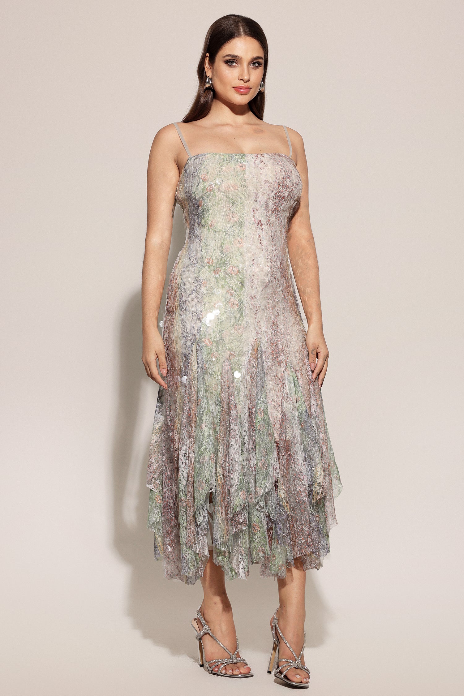 Wola Halter Printed Sequin Maxi Dress