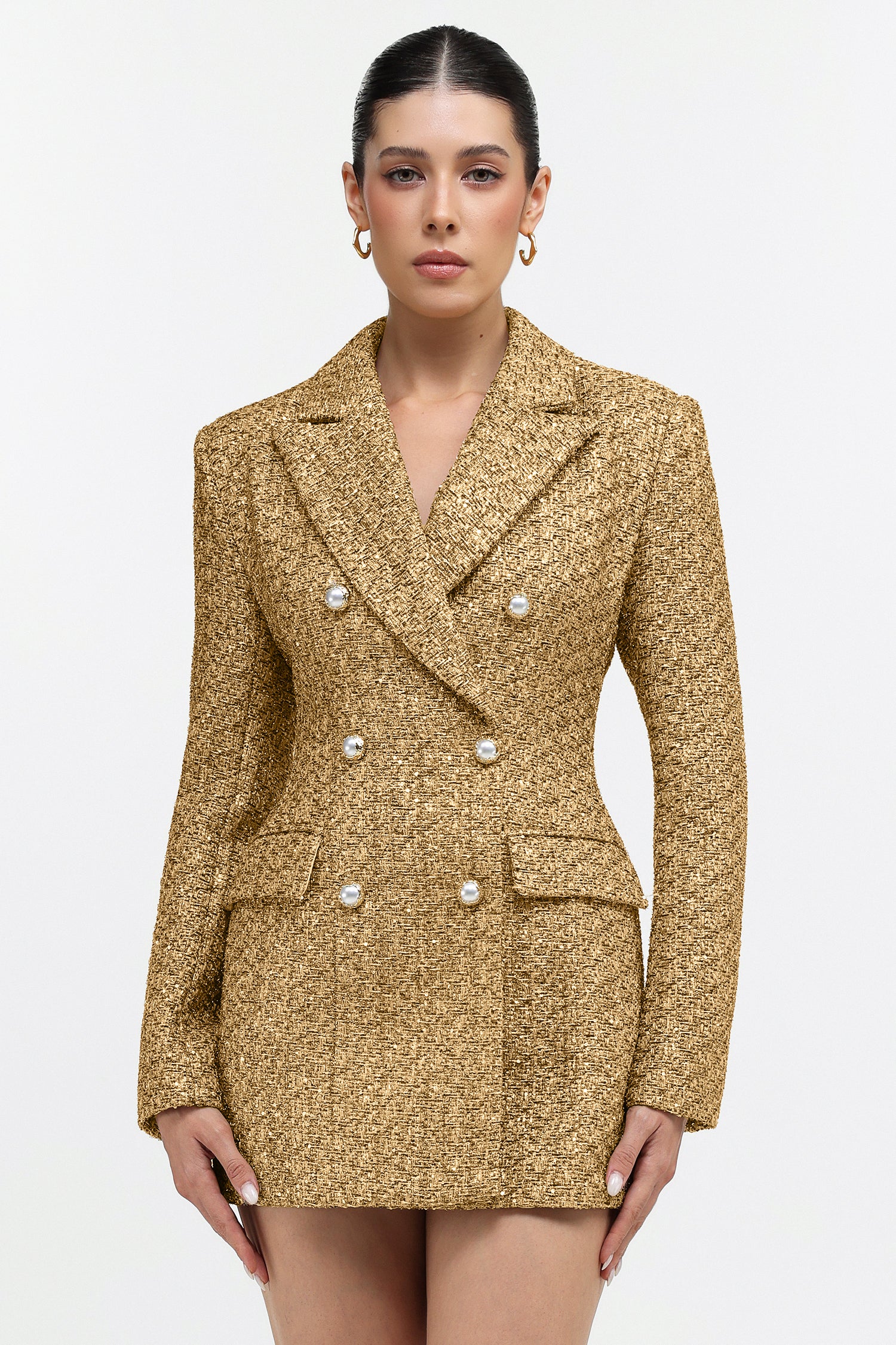 Tereza Glamorous Tailored Long Sleeve Tweed Blazer Dress