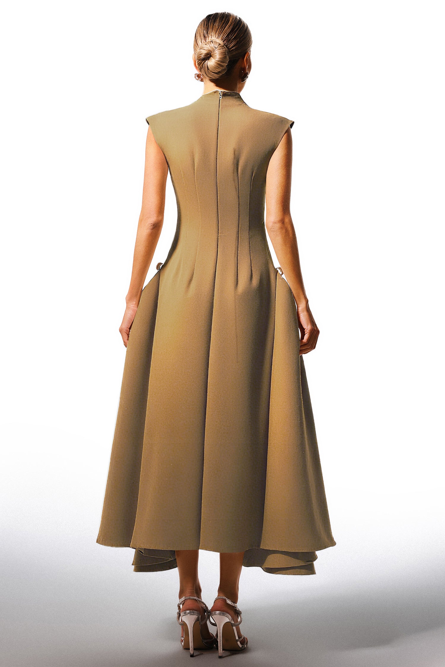 Paca Choker Sleeveless Khaki Maxi Dress