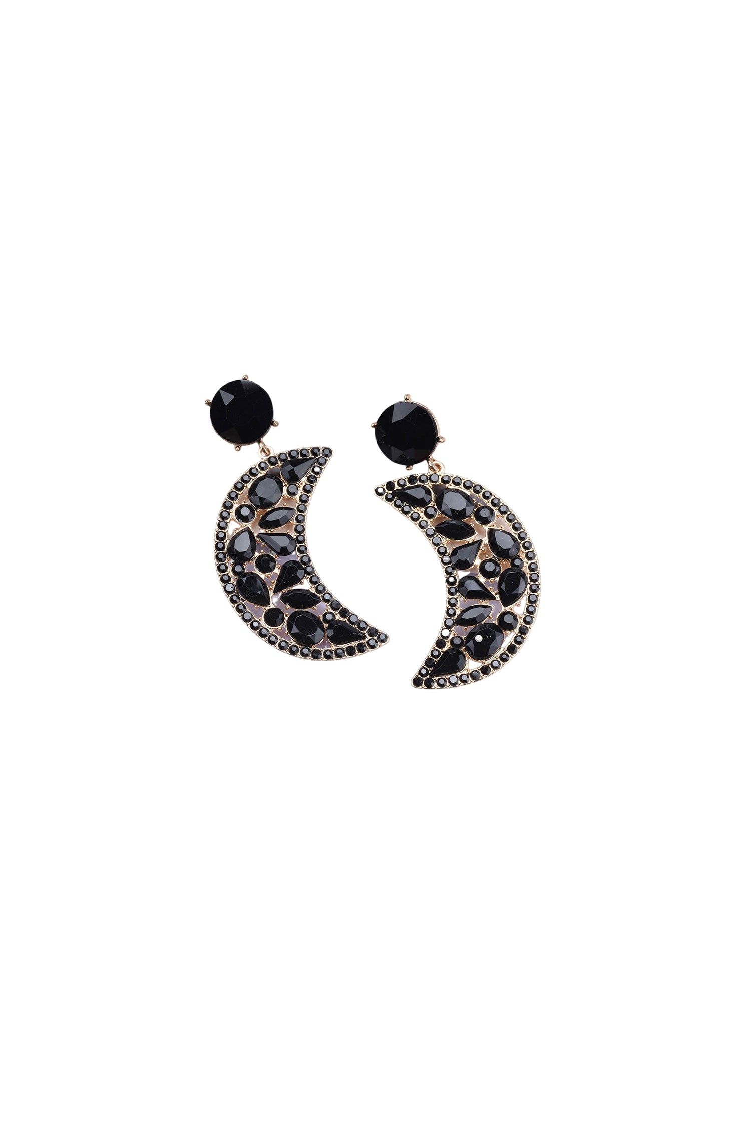 Drana Black Moon Alloy Full Diamond Hoop Earrings