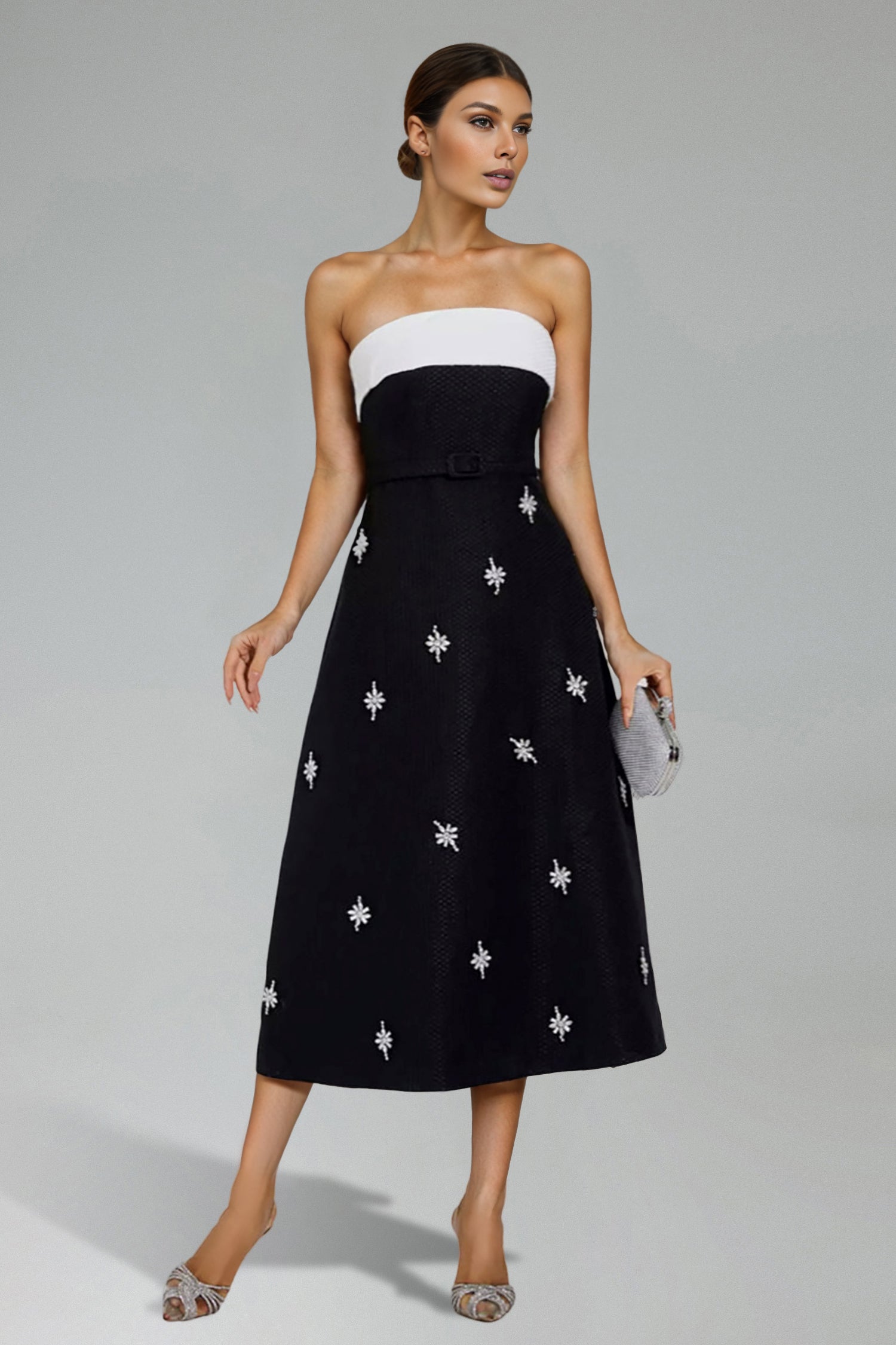 Winola Strapless Diamante Midi Dress