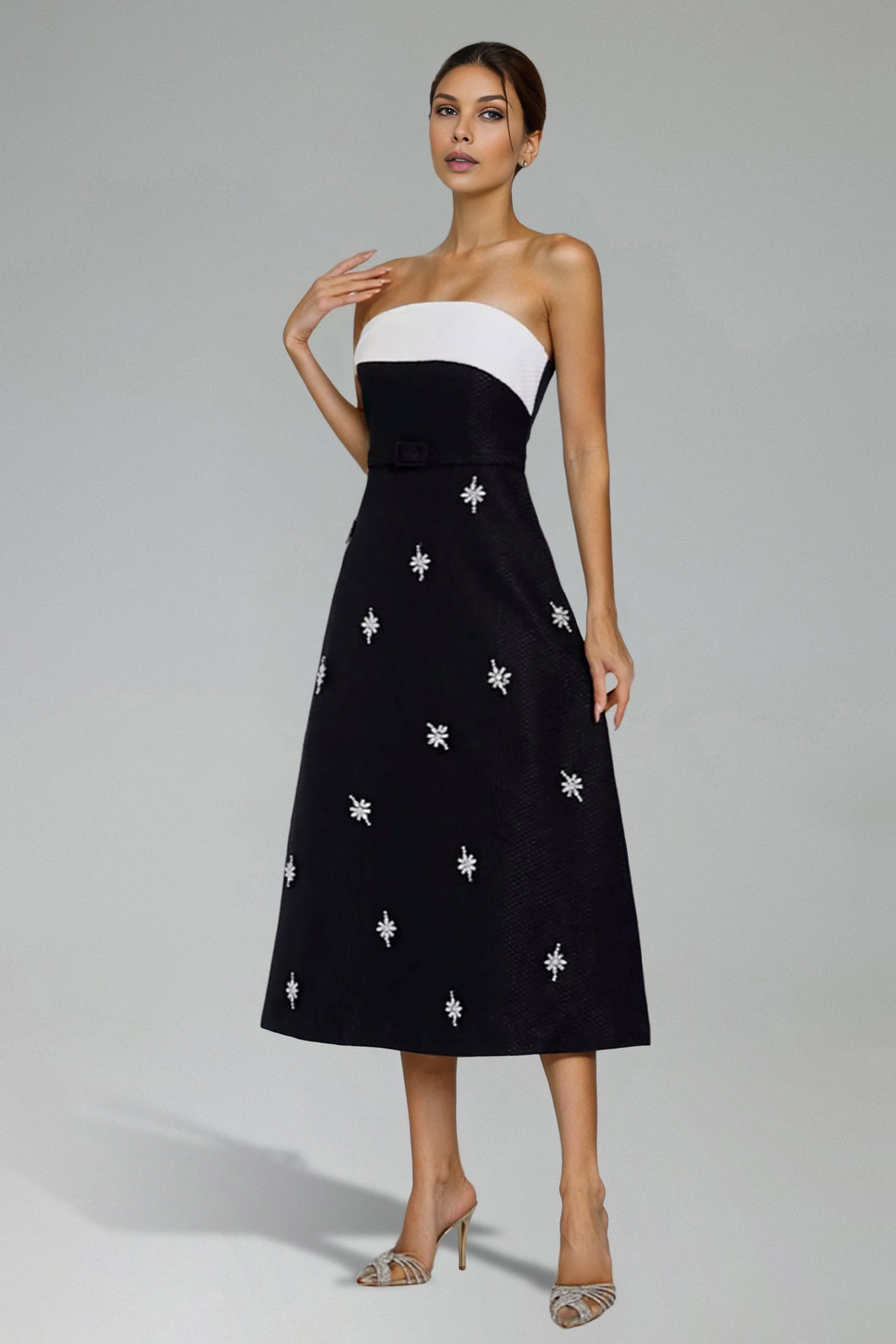 Winola Strapless Diamante Midi Dress