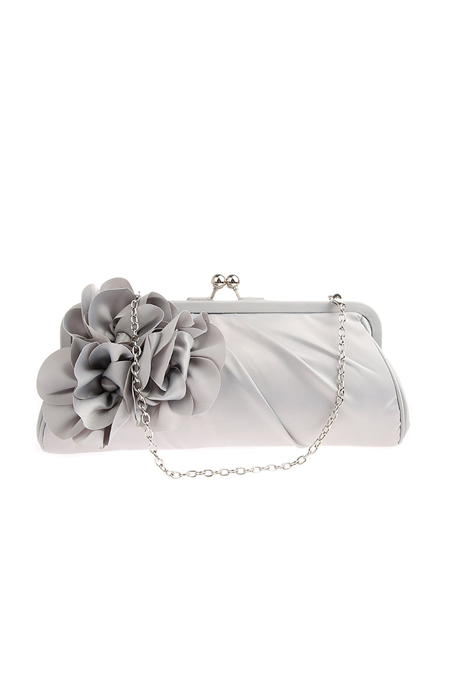 Lilac Satin Flower Clutch