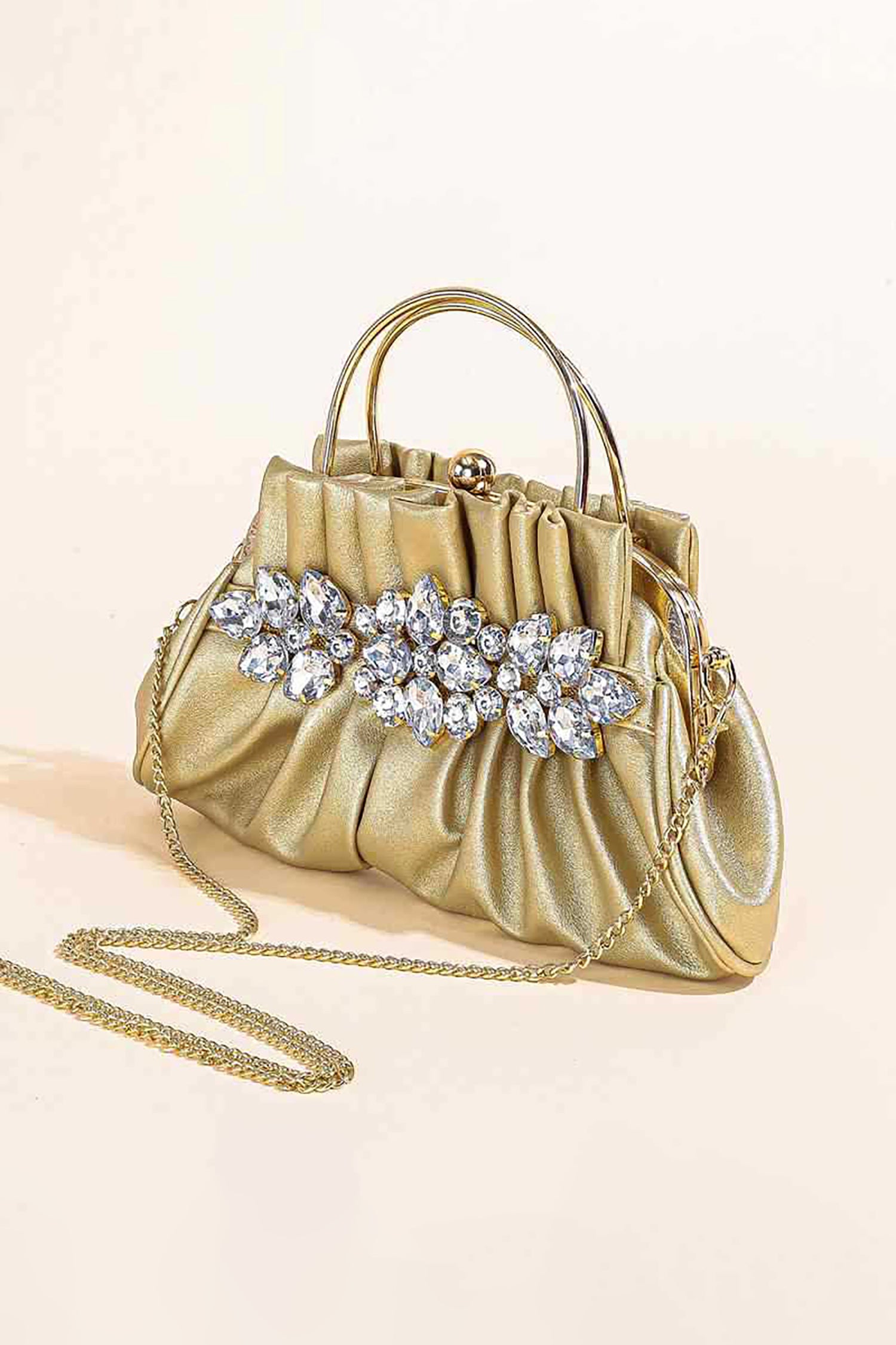 Yalyka Satin Diamante Flower Handle Bag