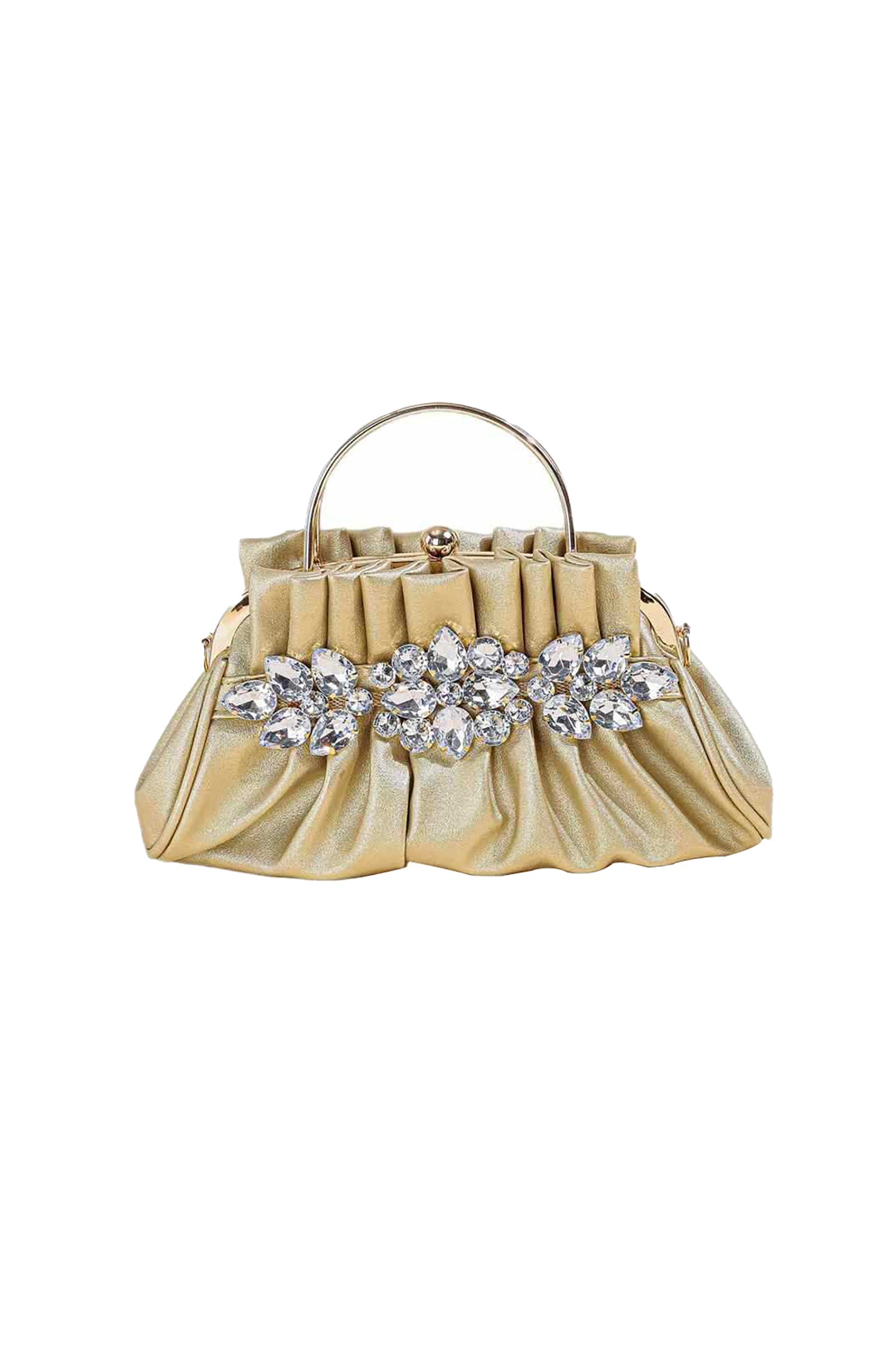 Yalyka Satin Diamante Flower Handle Bag