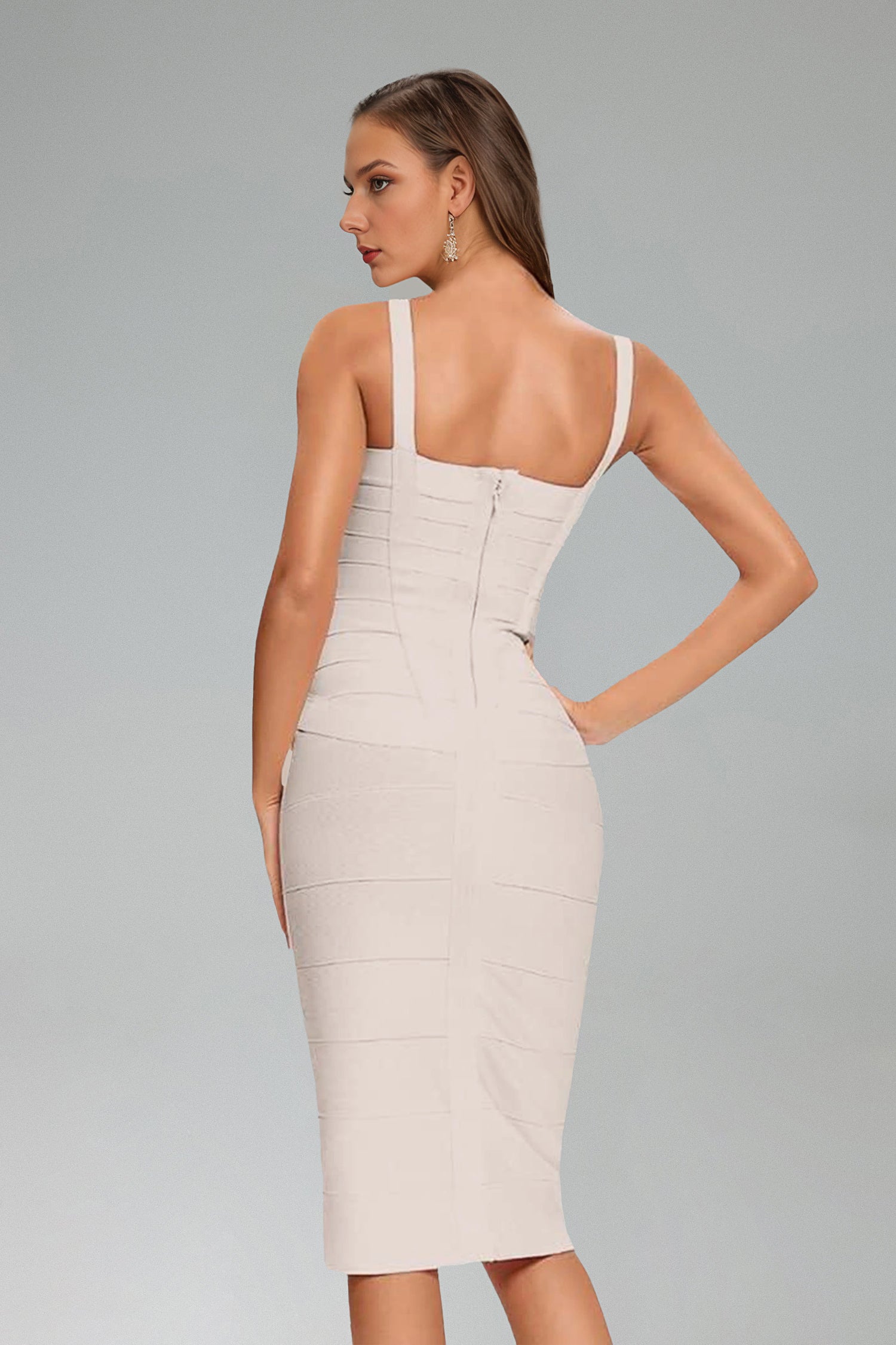 Vilane Sleeveless V-Neck Bandage Midi Dress