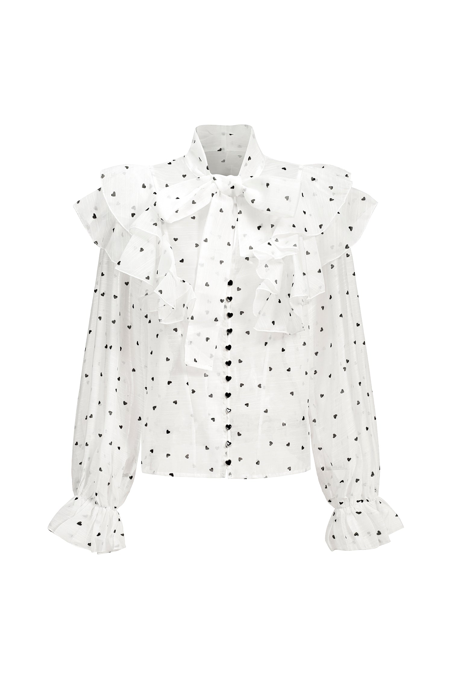 Walda Long Sleeves Dot Printed Folds Two-Piece Set