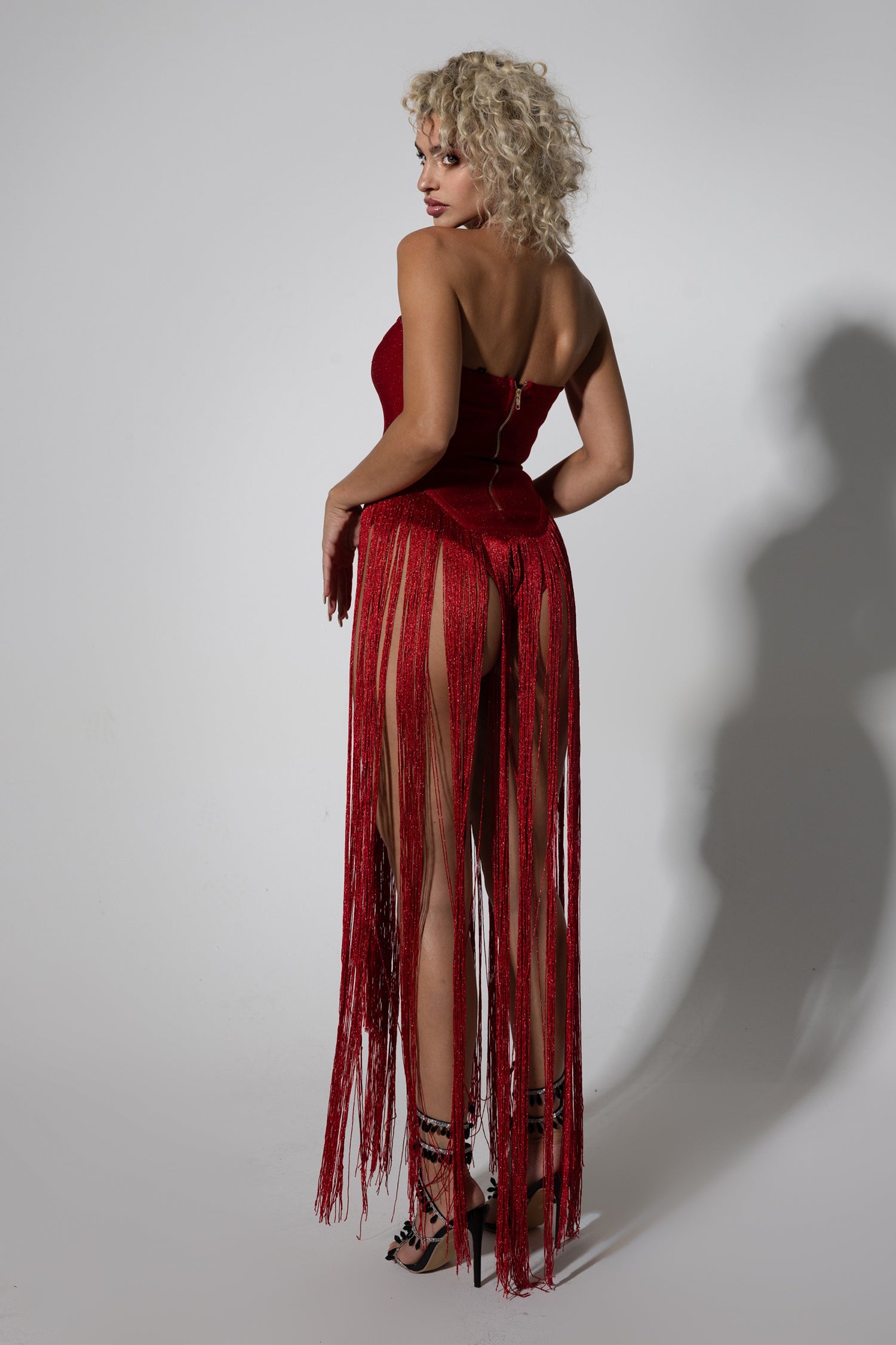 Valentina Strapless Fringe Dress