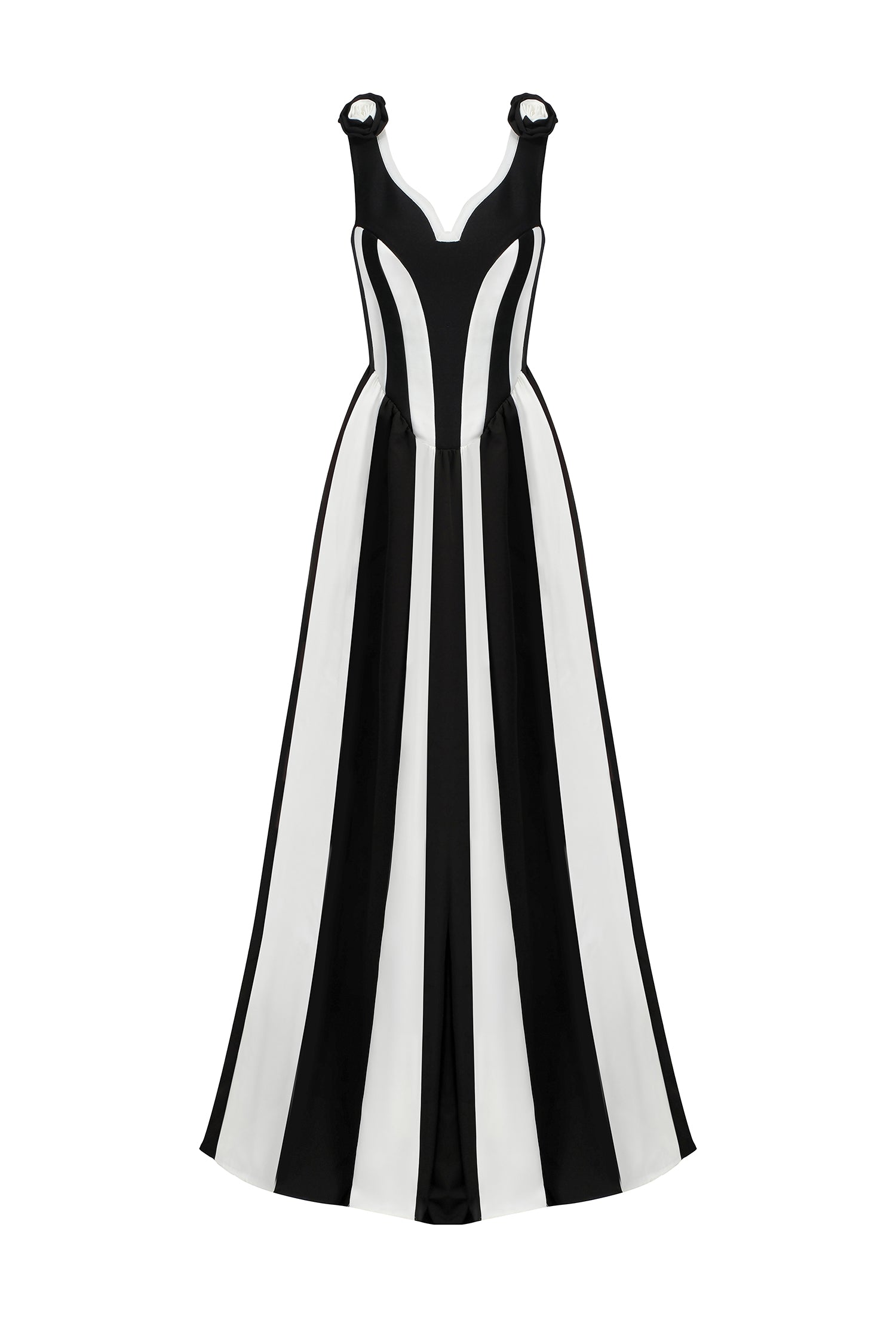 Omega – Ärmelloses Maxikleid mit V-Ausschnitt und Blumen-Bandage