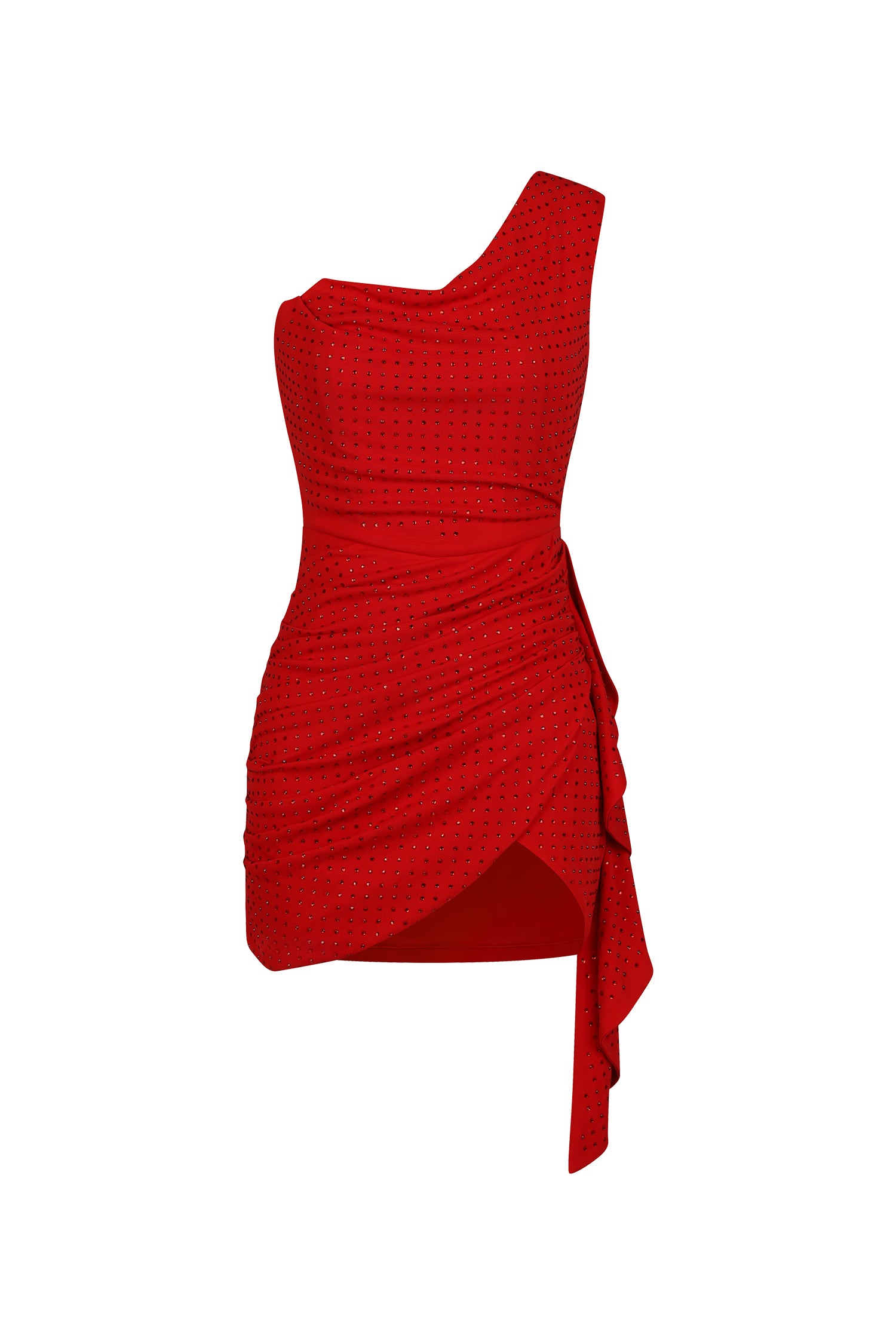 Lazze One Shoulder Sleeveless Diamond Mini Dress