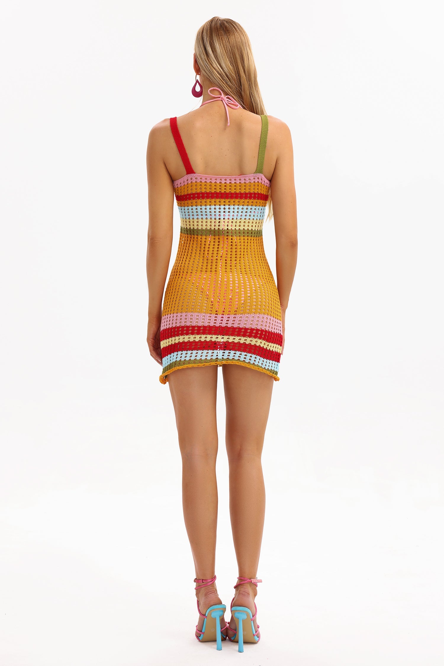 Farrah Stripe Knitted Mini Dress - Orange
