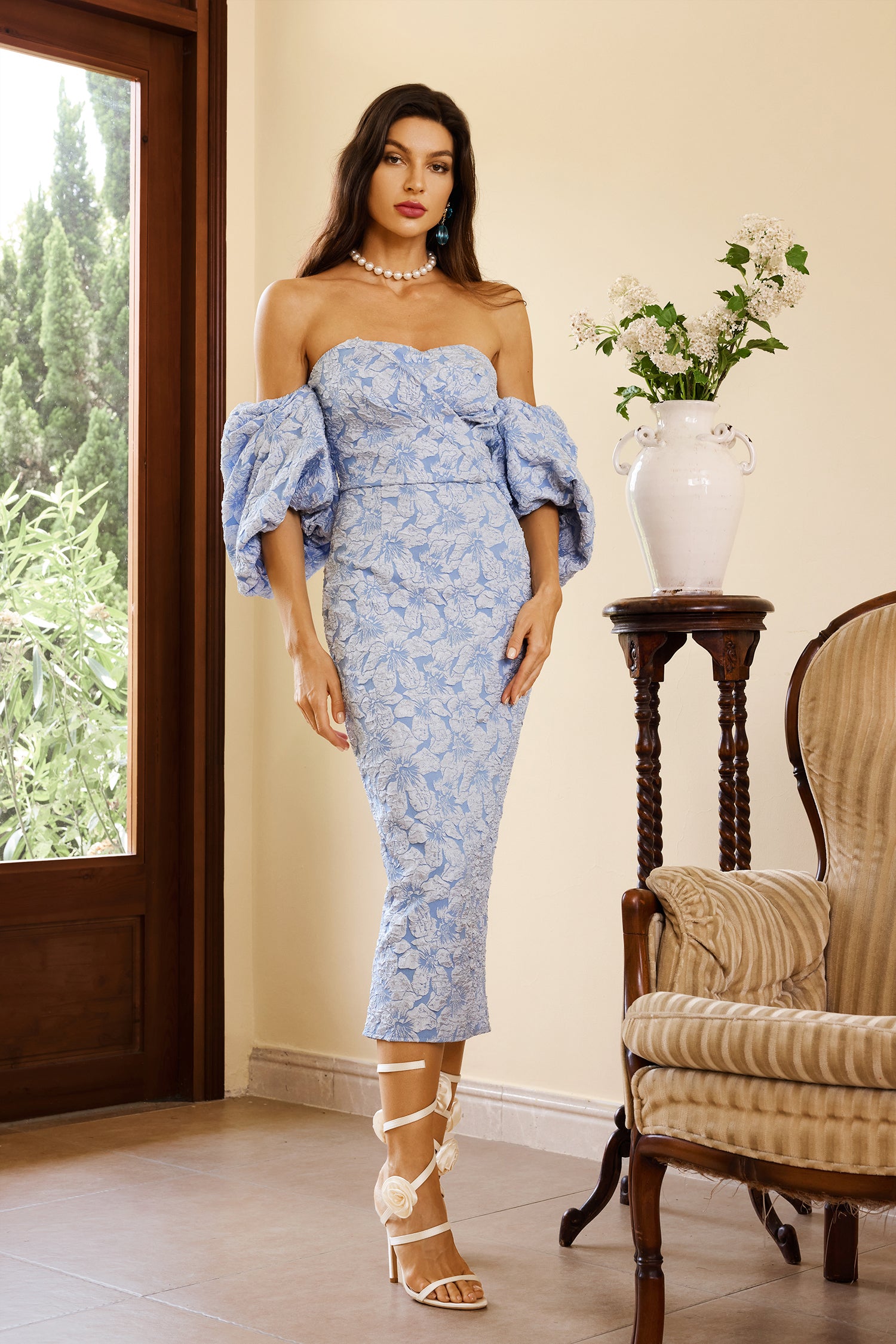 Flor Printed Off-Shoulder Dress