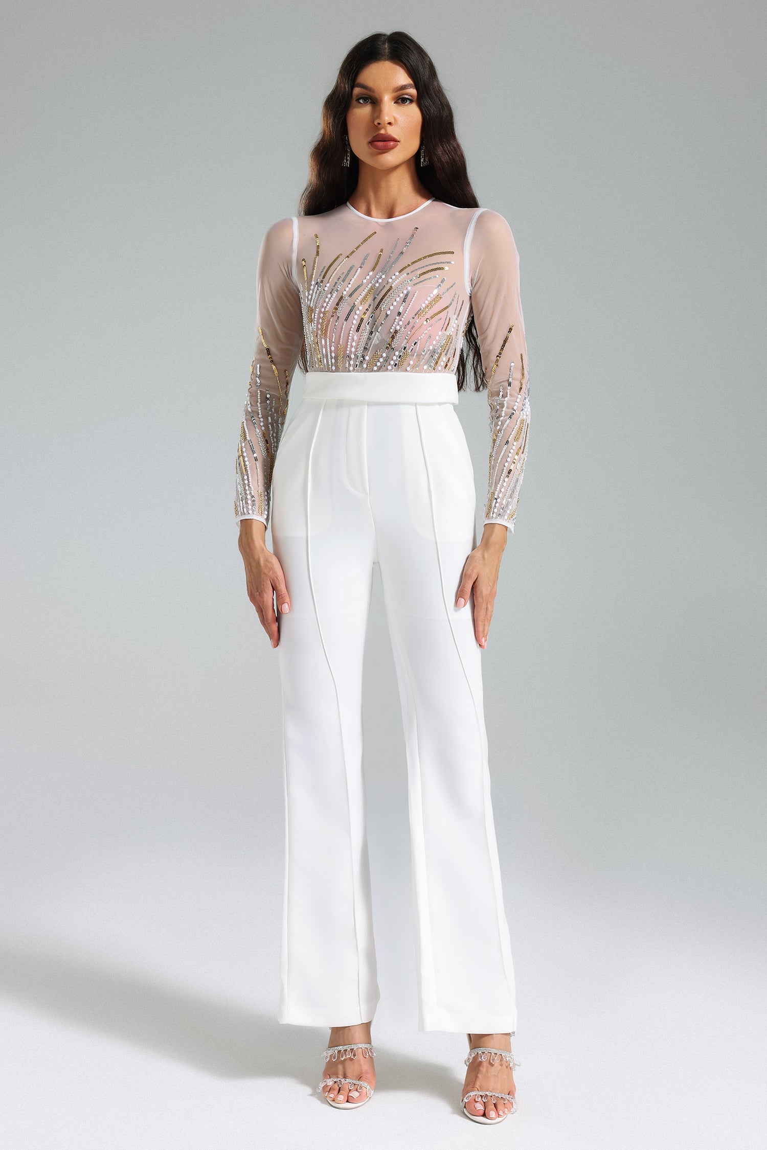 Hacaki Sequins Mesh Jumpsuit