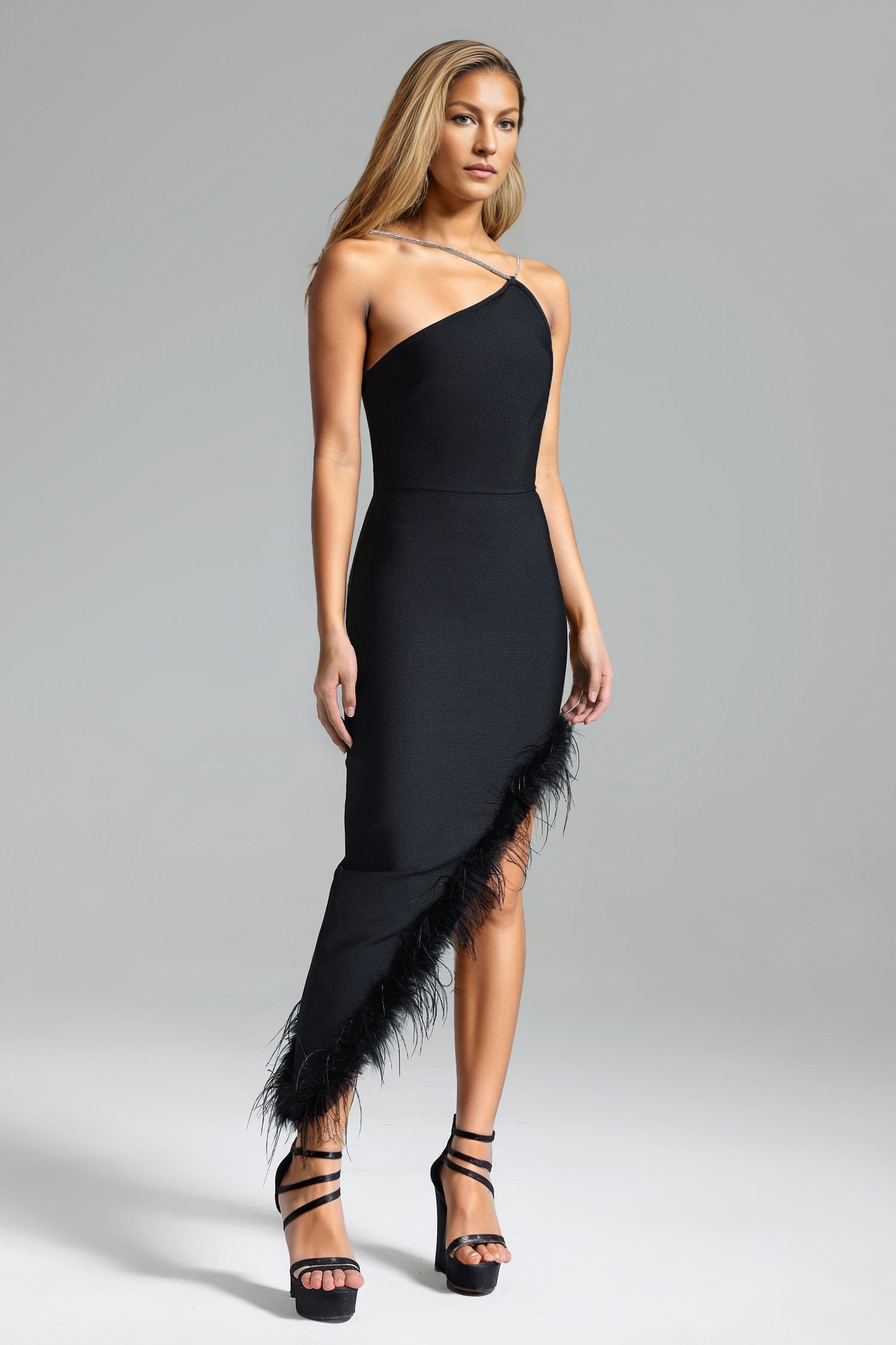 Kuhany Feather Skew Hem Dress