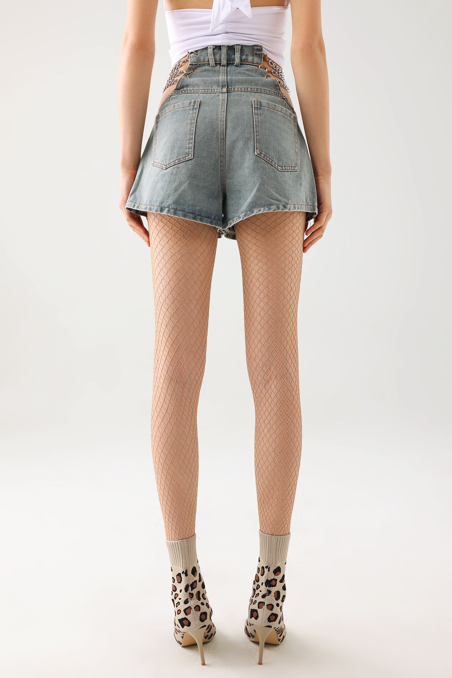 Lerae Chains Denim Shorts