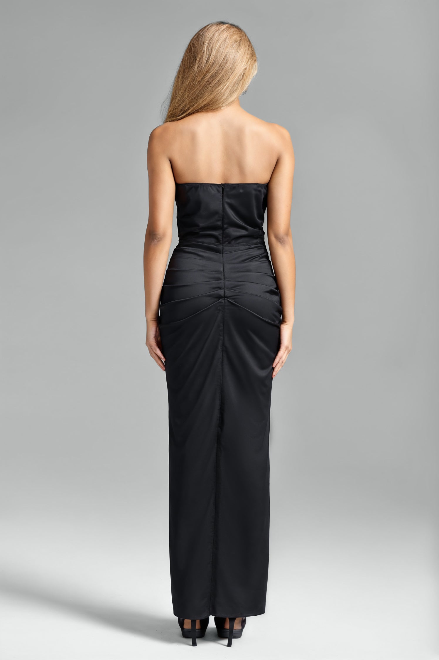 Saliya Satin Diamante Slit Maxi Dress