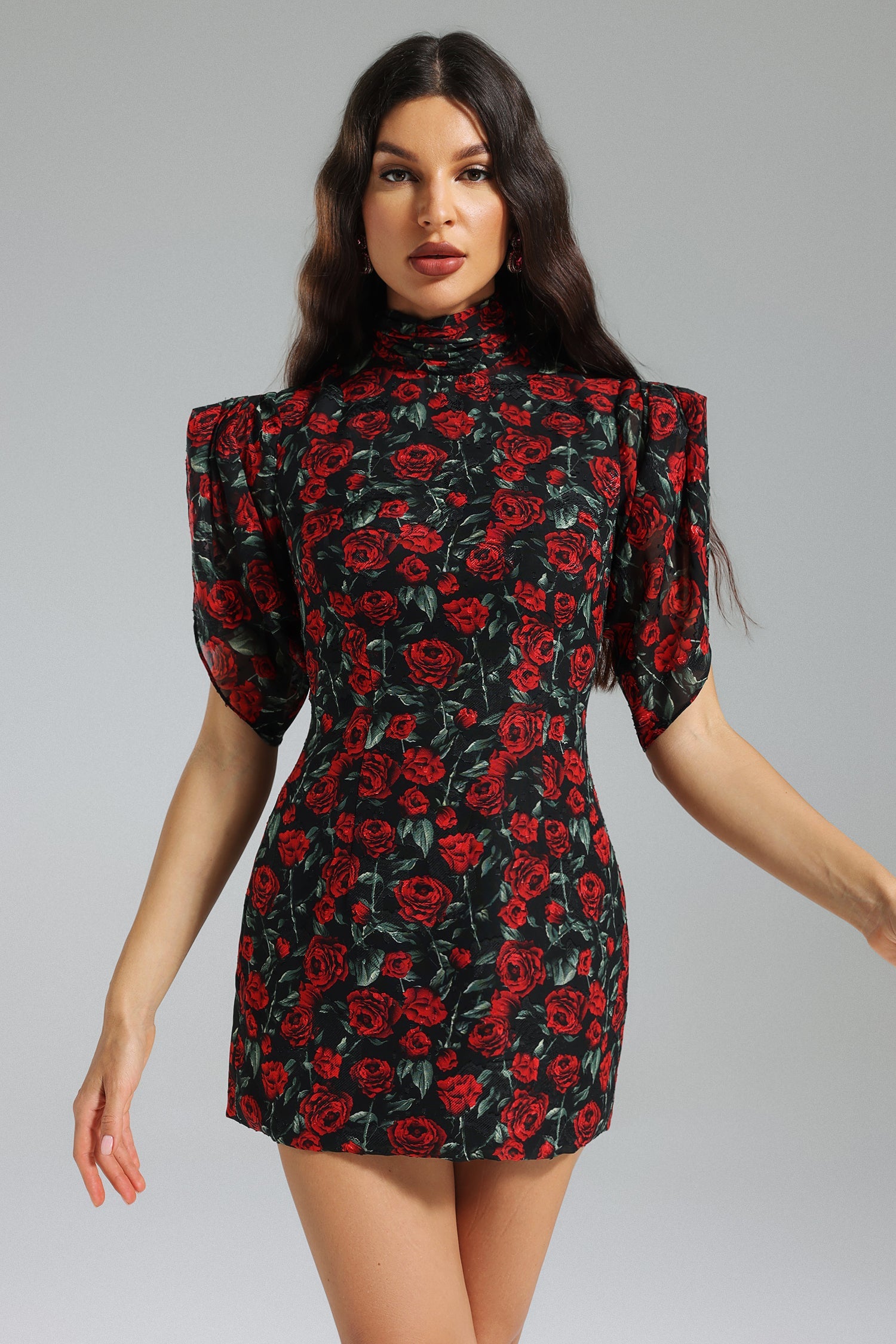 Sharla Floral Slit Sleeves Mini Dress