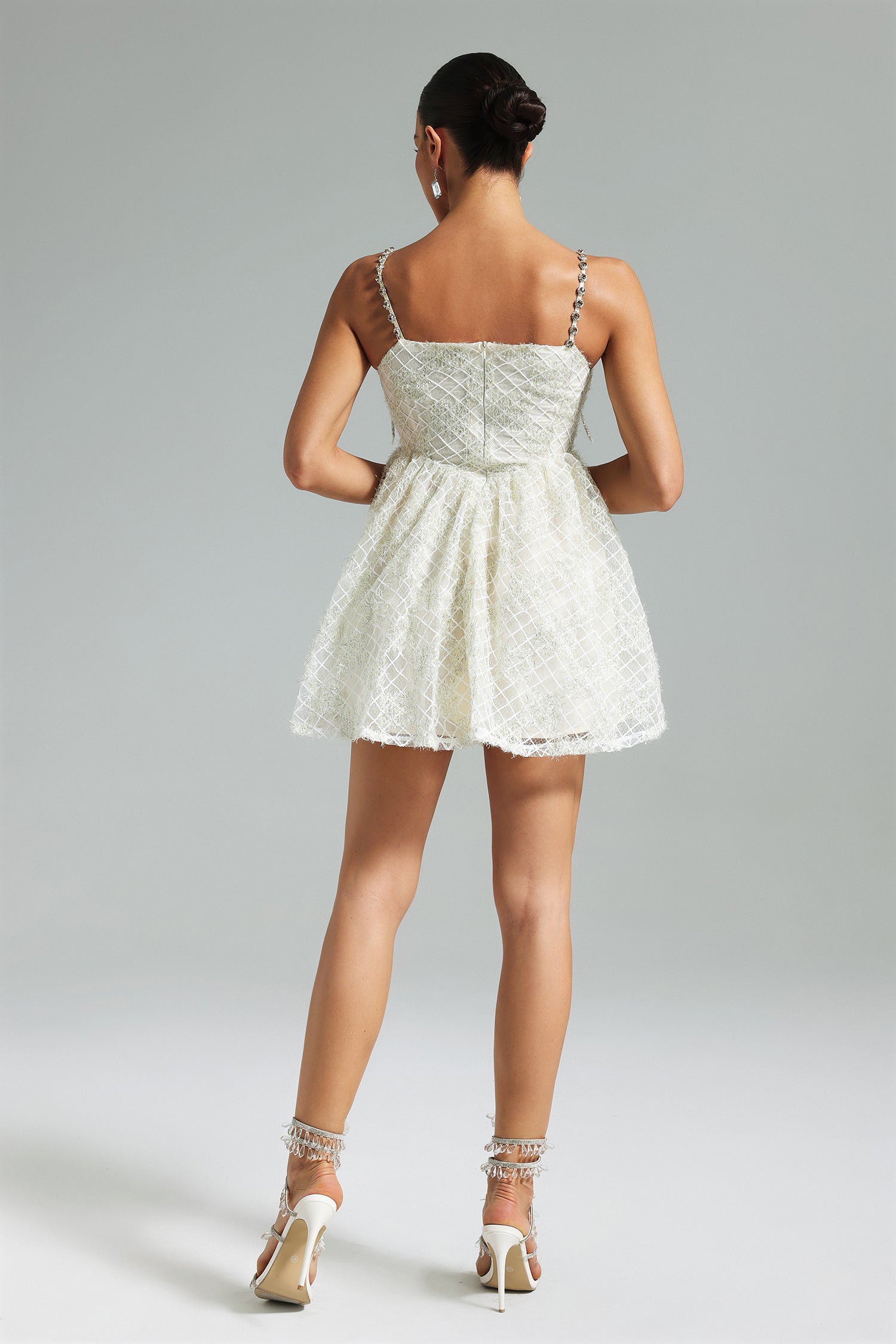 Teela Diamante Bow Mesh Mini Dress