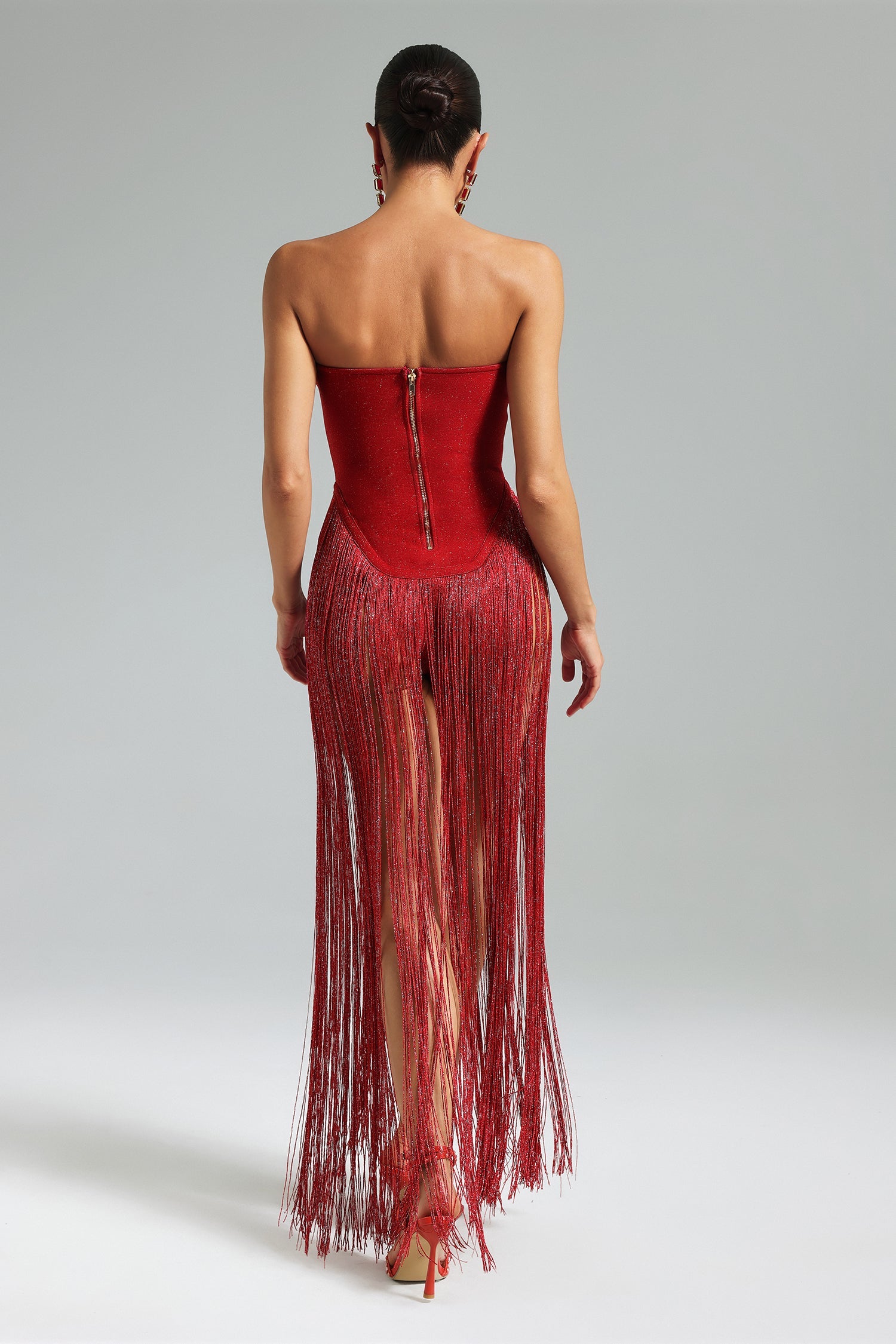 Valentina Strapless Fringe Dress