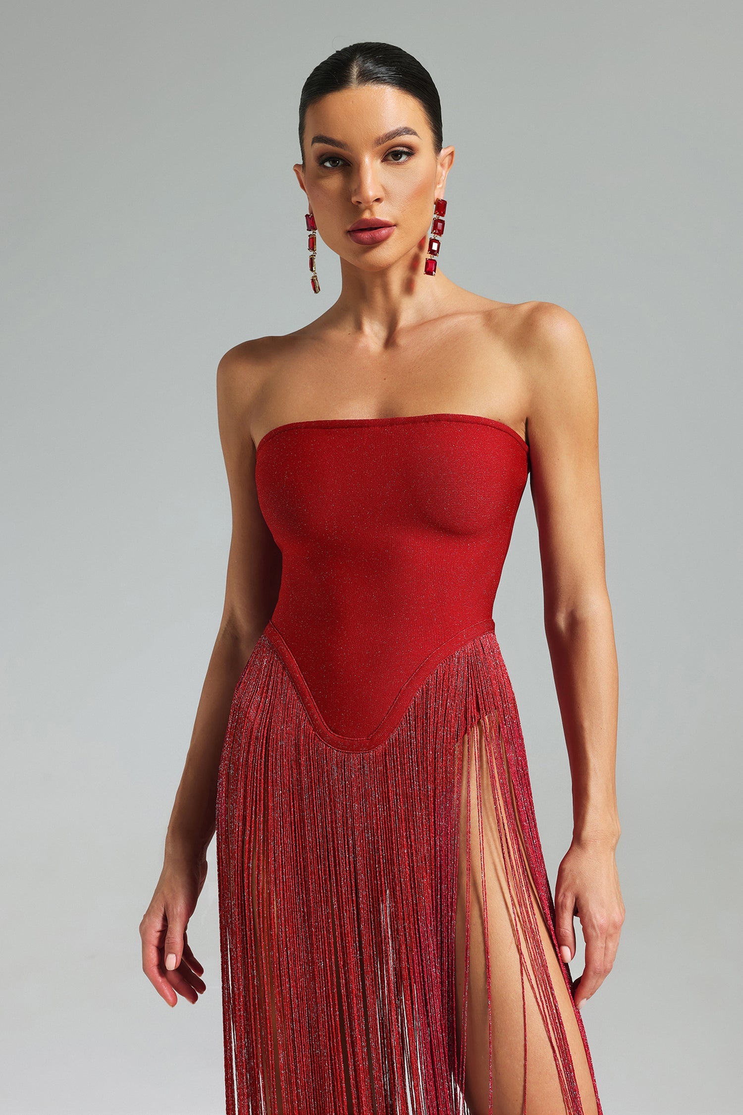 Valentina Strapless Fringe Dress