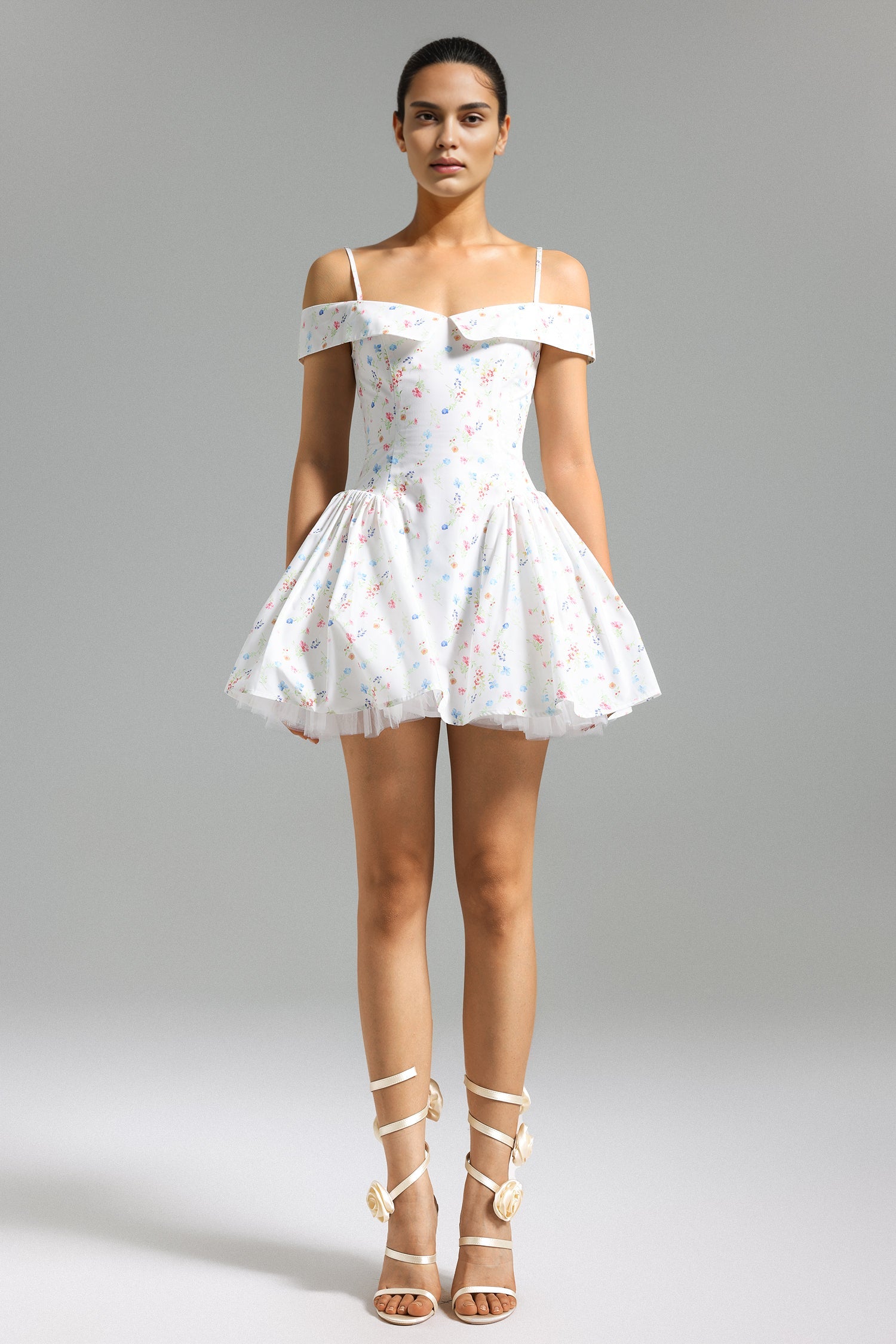 Zaria Printed Mini Dress - White