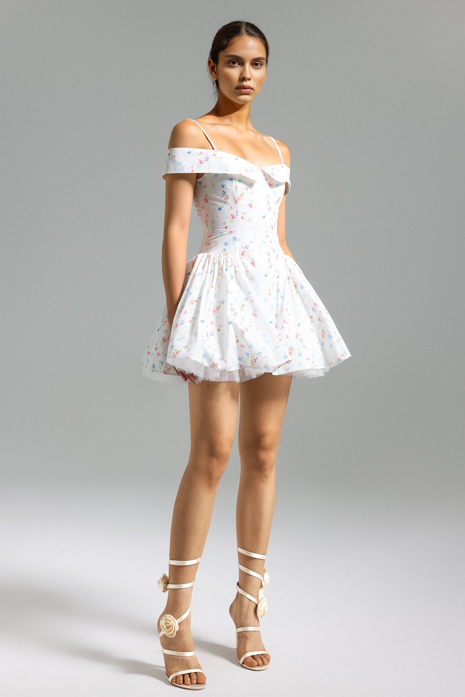 Zaria Printed Mini Dress - White