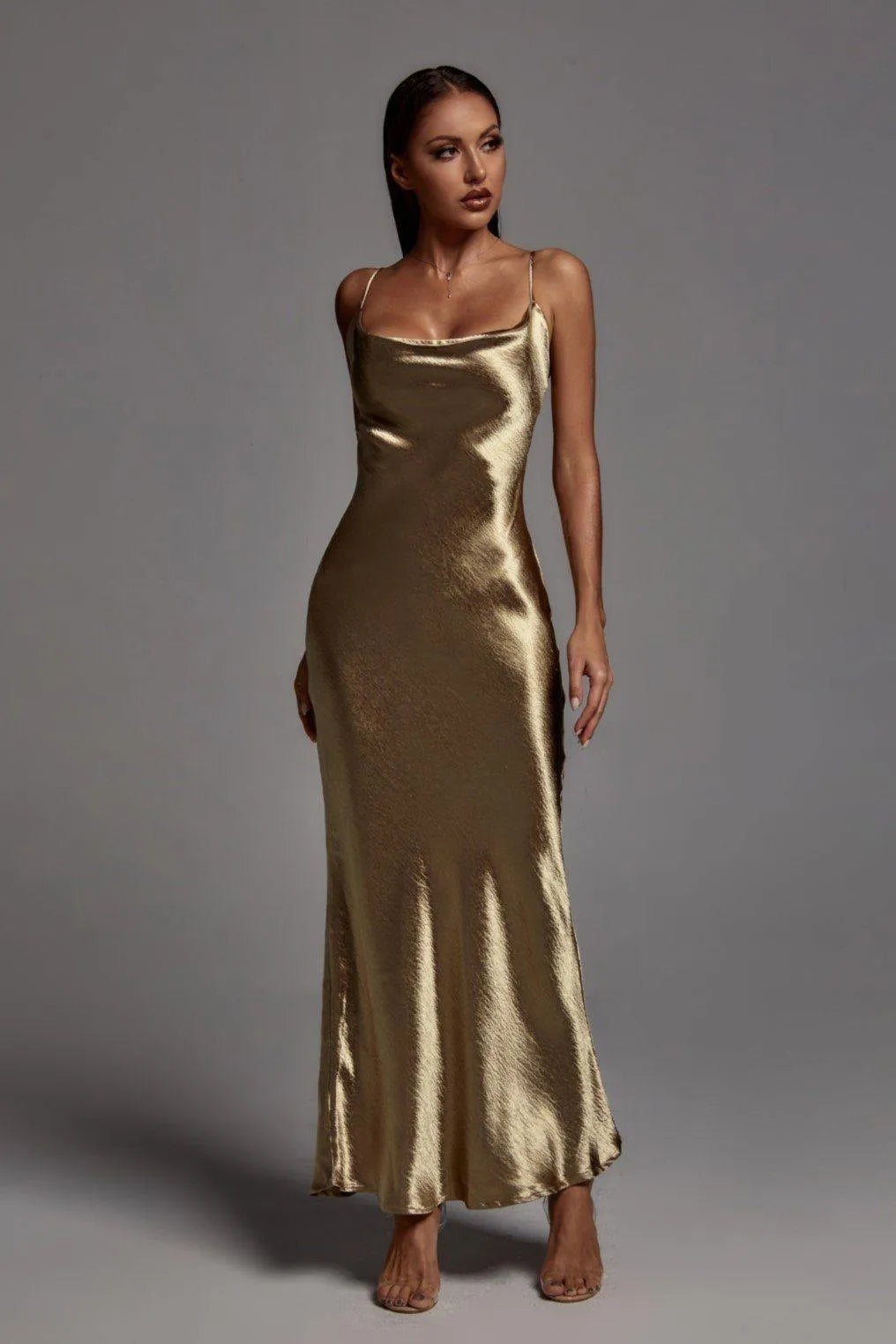 Emily Metallic Gold Maxikleid