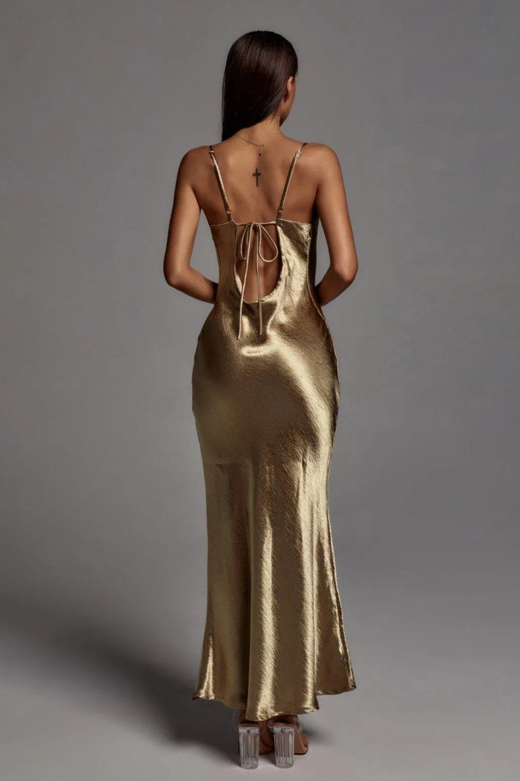 Emily Metallic Gold Maxikleid