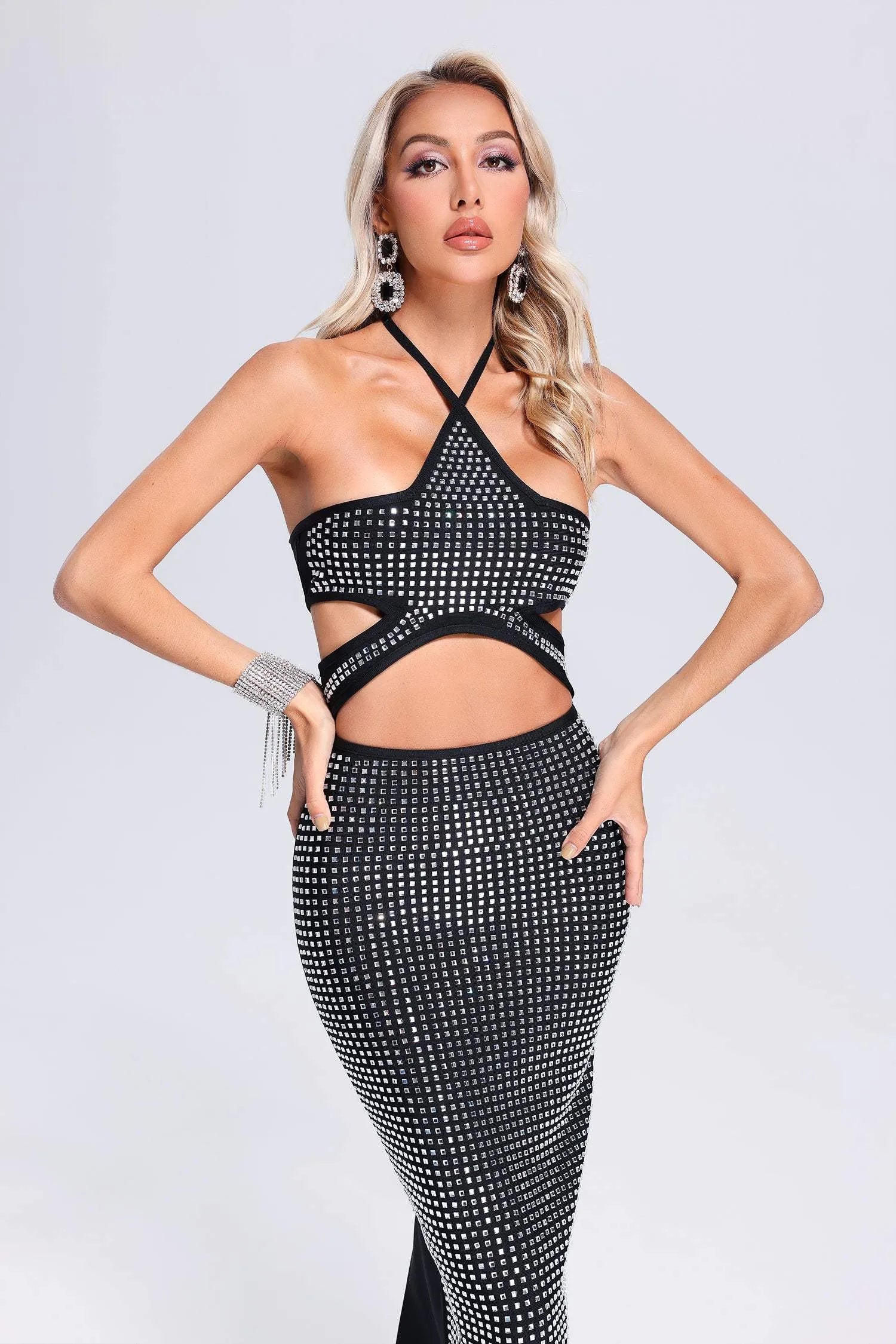 Stormie Diamante Cutout Bandage Kleid