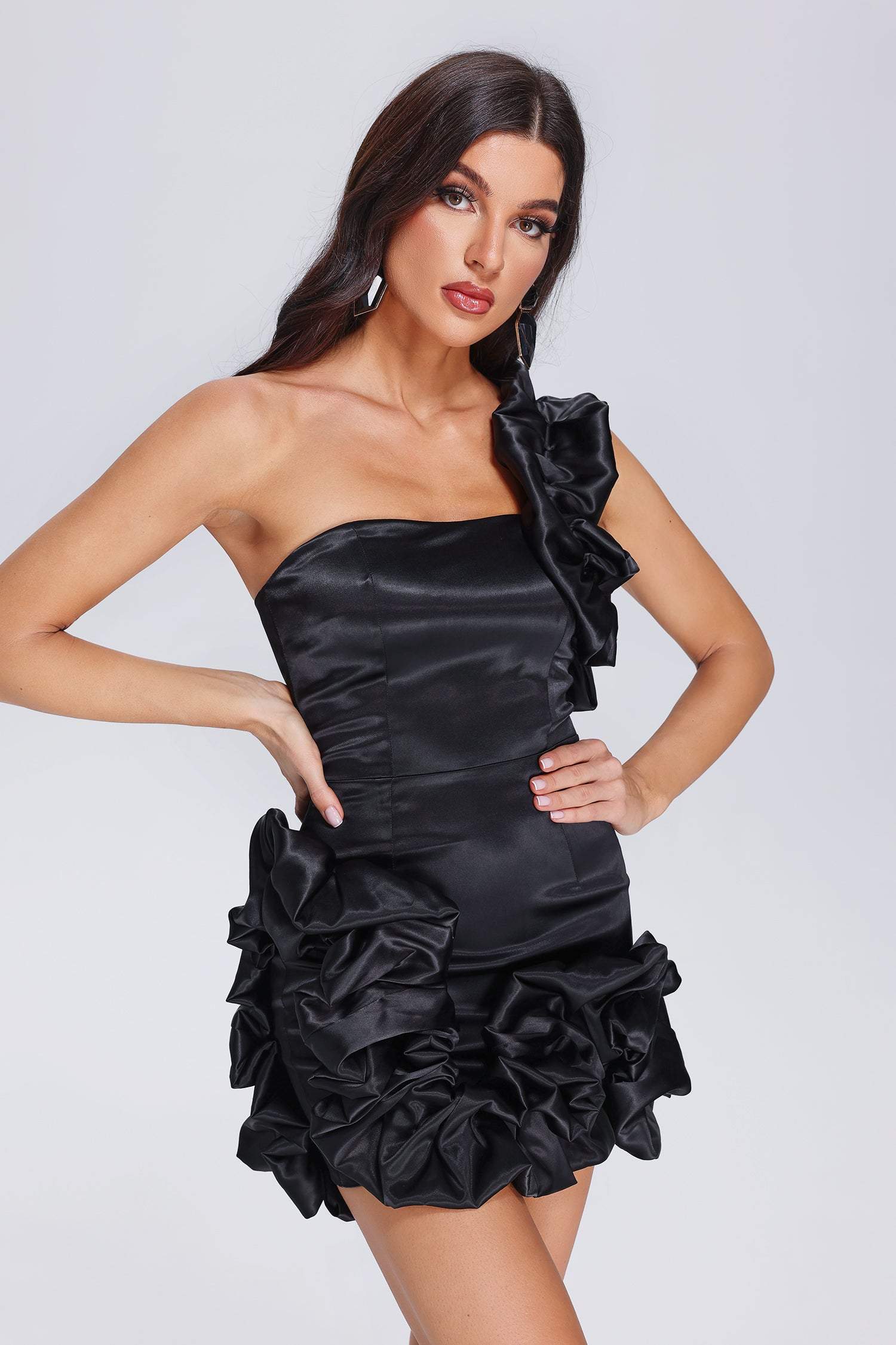 Demi One Shoulder Satin Mini Dress