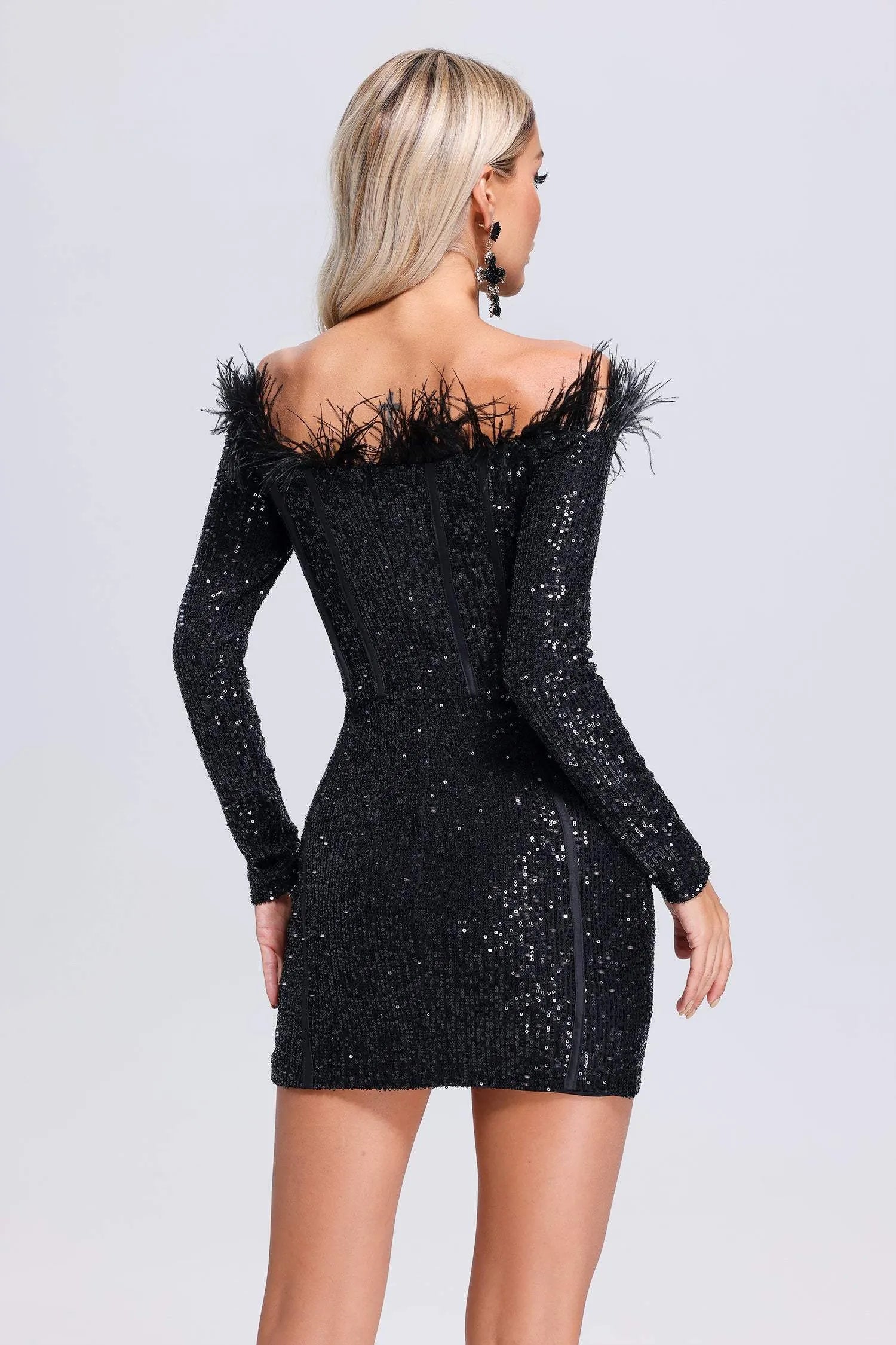 Wooh Feather Pailletten-Minikleid