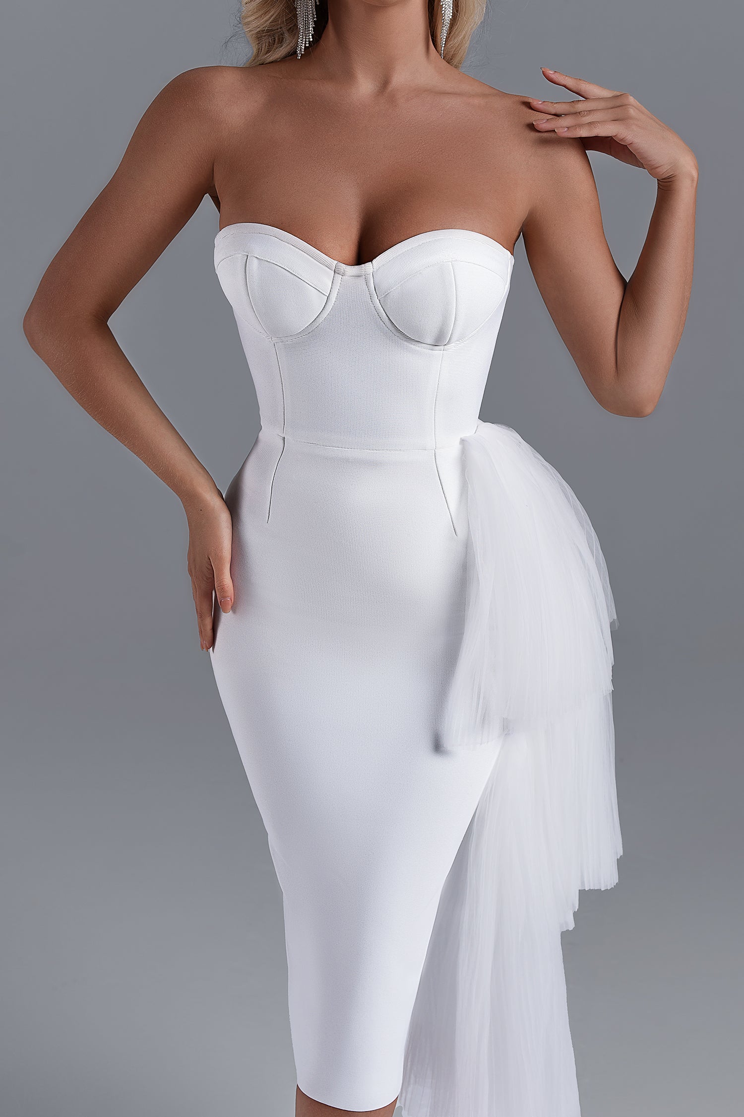 Alika Midi Bandage Kleid - Weiß