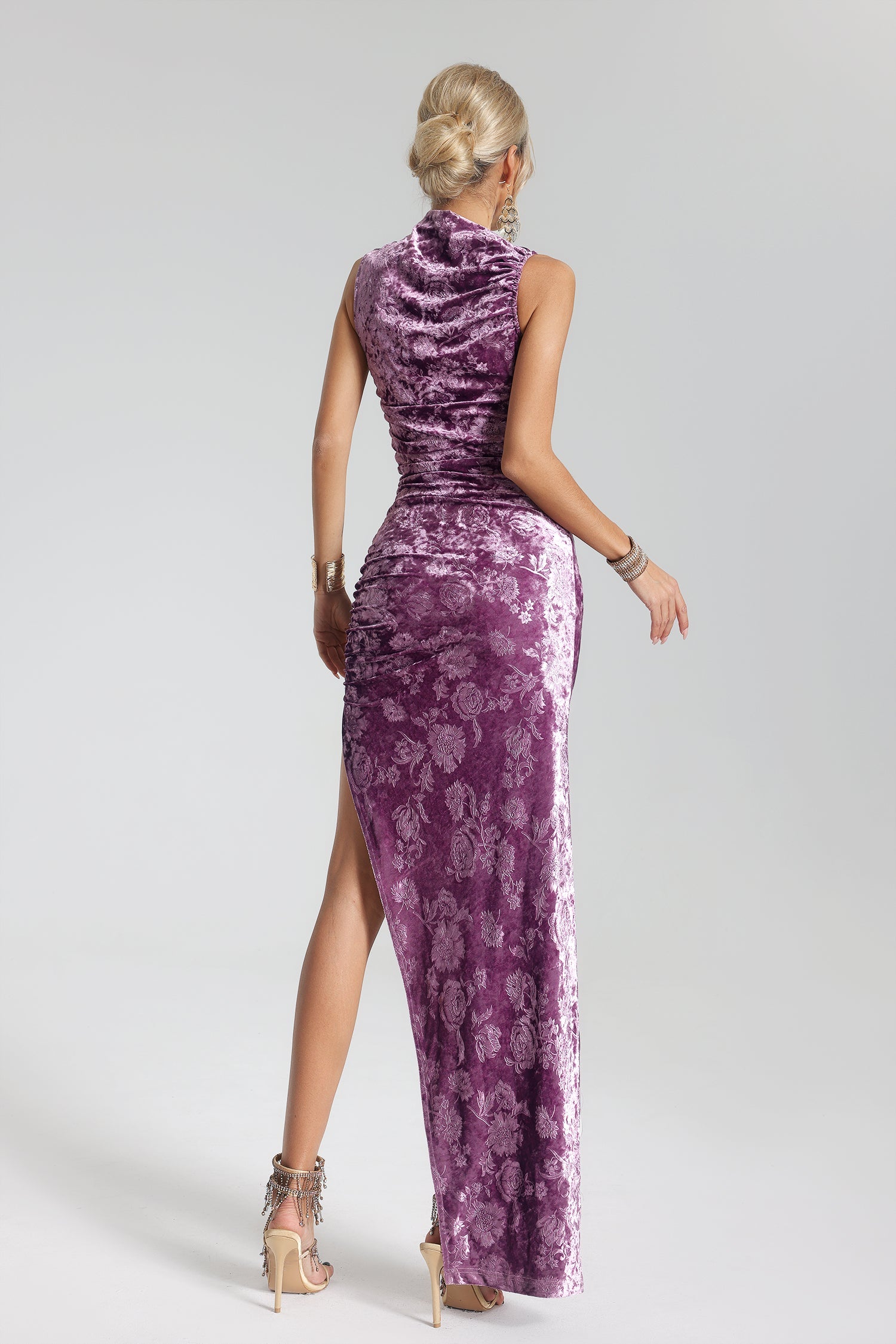 Hayley Velvet Side Slit Maxi Dress